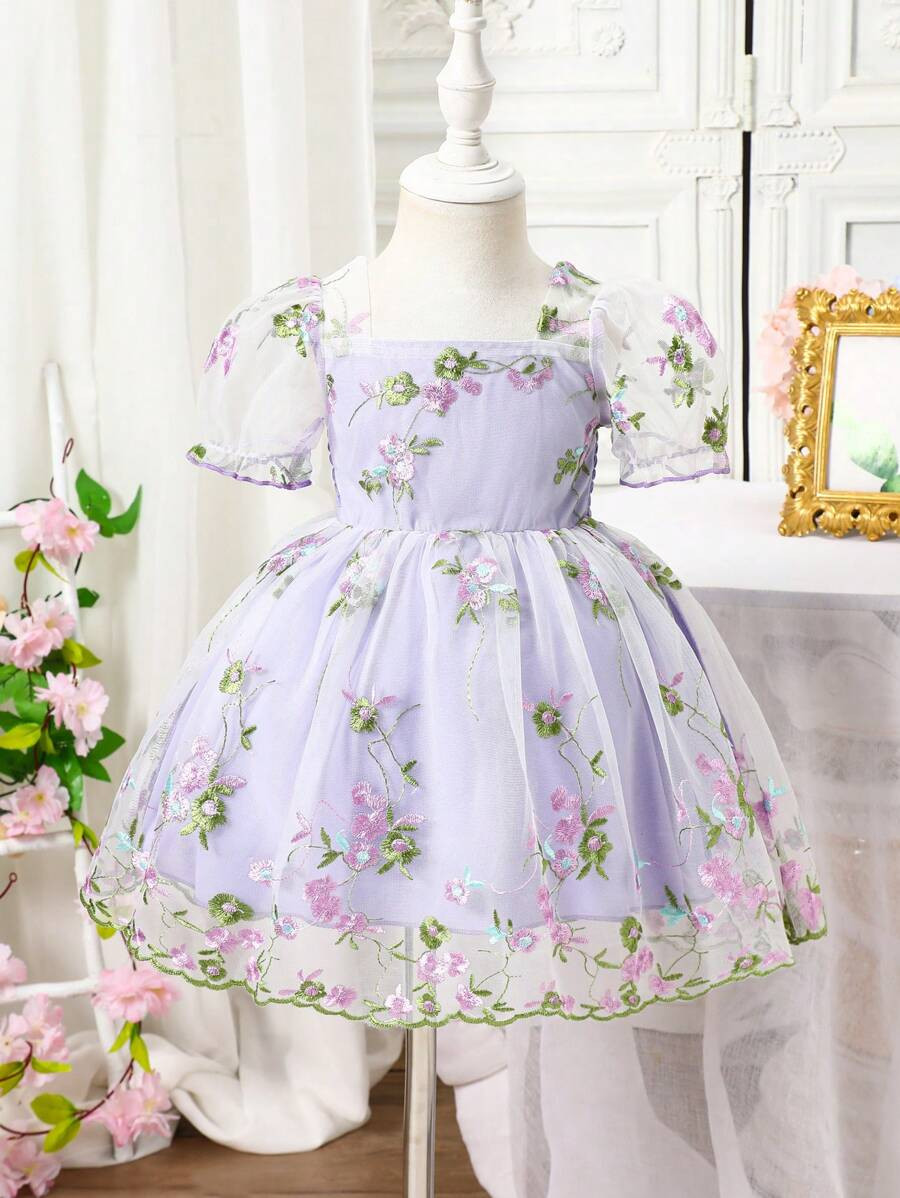 SHEIN Glamorique Kids Baby Girl Infant Toddler 0-3 Years Old Spring/Summer Elegant Girly Princess... | SHEIN