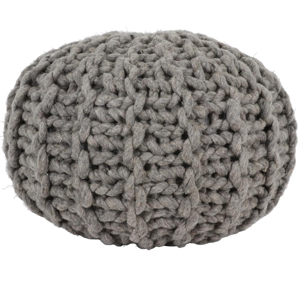 Decor Therapy Borrealis Melange Grey Bulky Yarn Pouf | The Home Depot