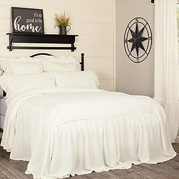 Piper Classics Annabelle Ruffled Bedspread, King Size, Skirted on 3 Sides, Antique Soft White, Li... | Amazon (US)