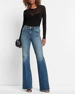 Mid Rise Medium Wash 70s Flare Jeans | Express