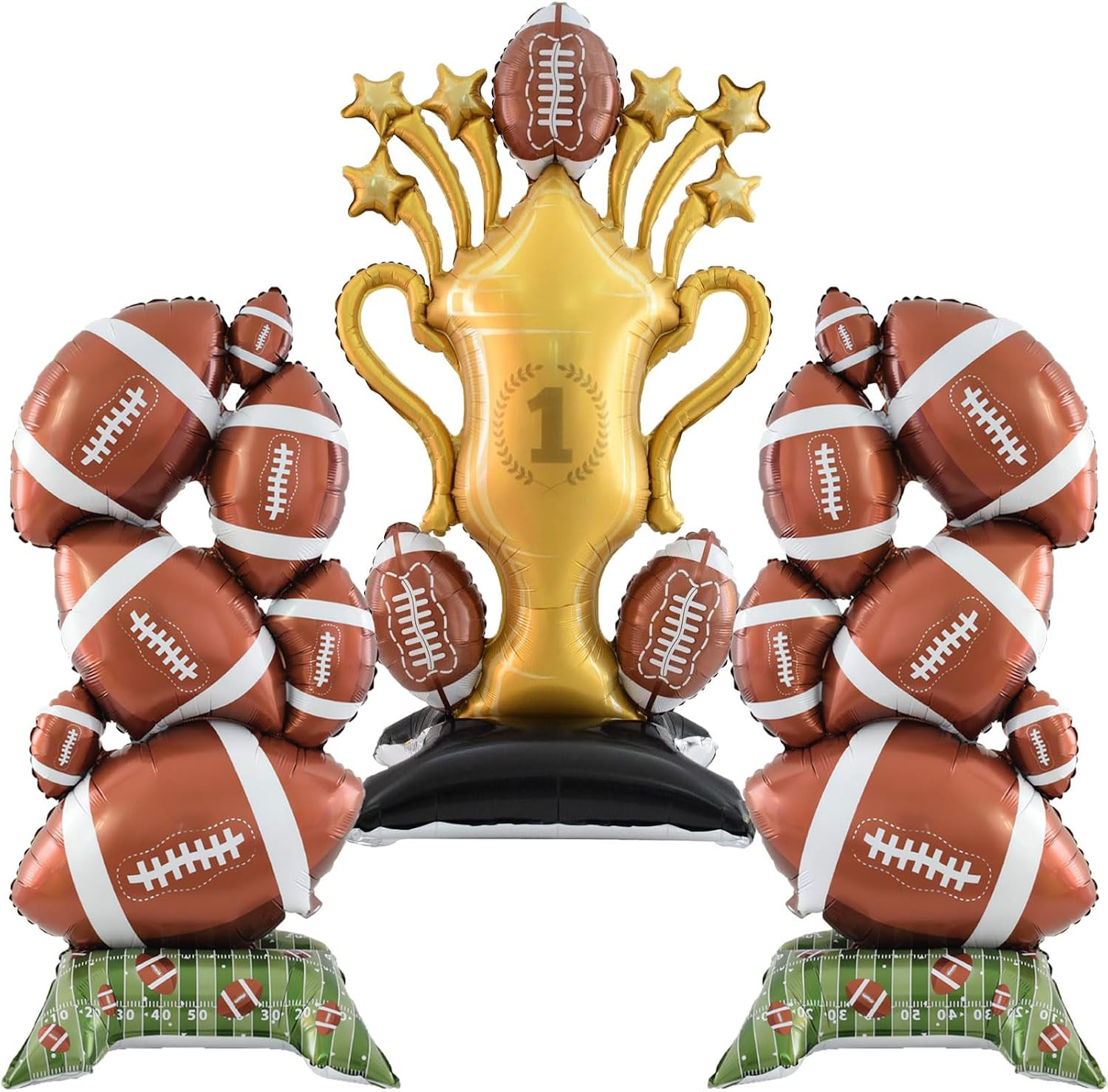 3 Pcs 3.5 ft Giant Self Standing Football Foil Balloon Set for Sports Birthday Party Decoration | Amazon (US)