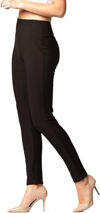 Premium Women's Stretch Ponte Pants - Dressy Leggings with Butt Lift - Madison | Amazon (US)