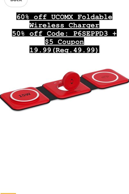 60% off UCOMX Foldable Wireless Charger
50% off Code: P6SEPPD3 + $5 Coupon
19.99(Reg.49.99)

#LTKGiftGuide #LTKfamily #LTKmens