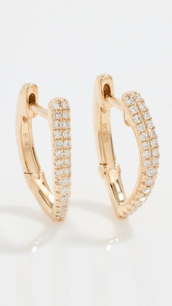 EF Collection 14k Diamond Pointed Huggie Earrings | Shopbop | Shopbop