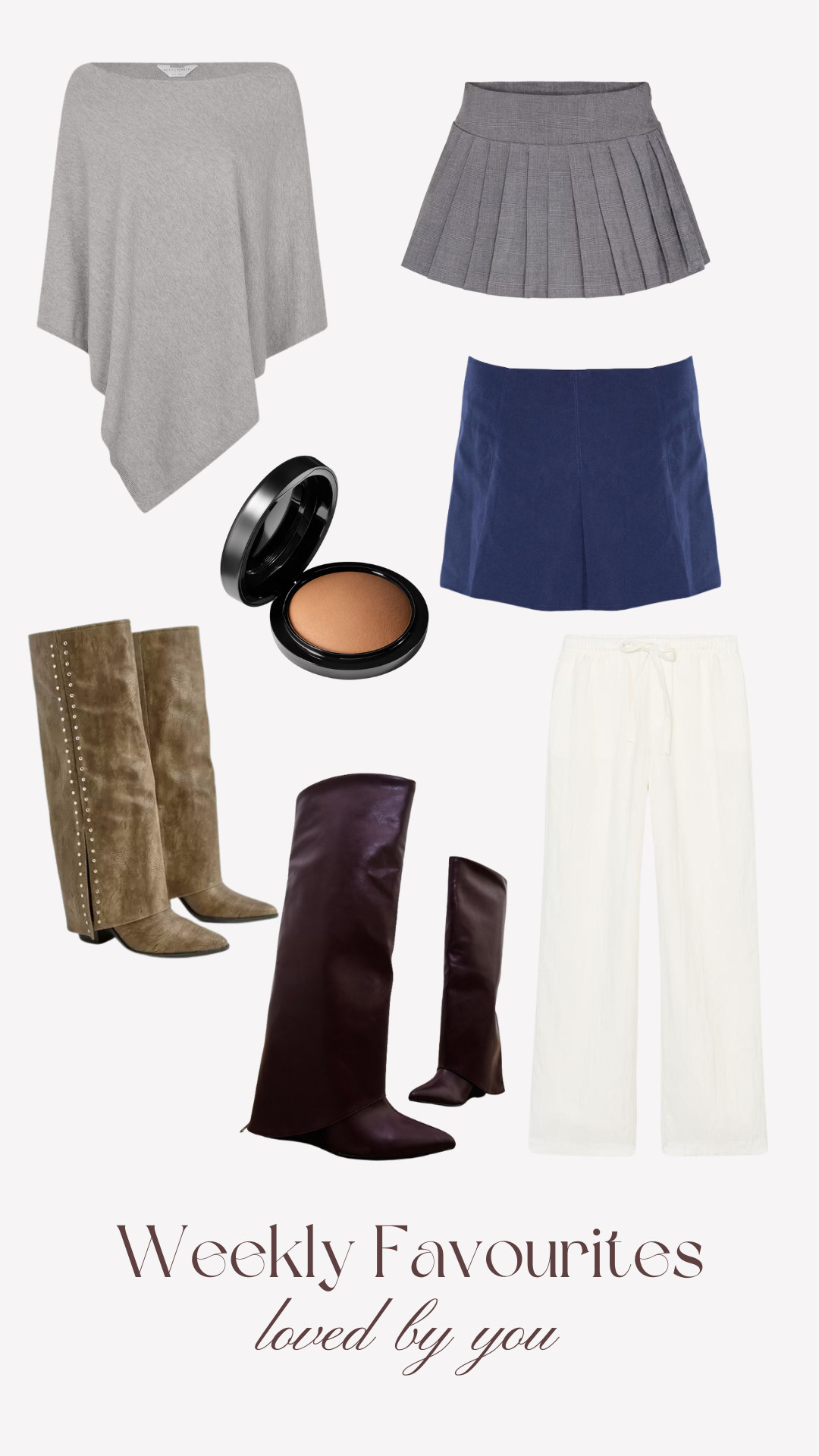 Weekly favourties 🎀 PLT, Zara, Mac, Boohoo, Pleat mini skort, Over knee boots, Straight trousers, Natural powder 

 #LTKFashionMonth #LTKuk #LTKgiftguide