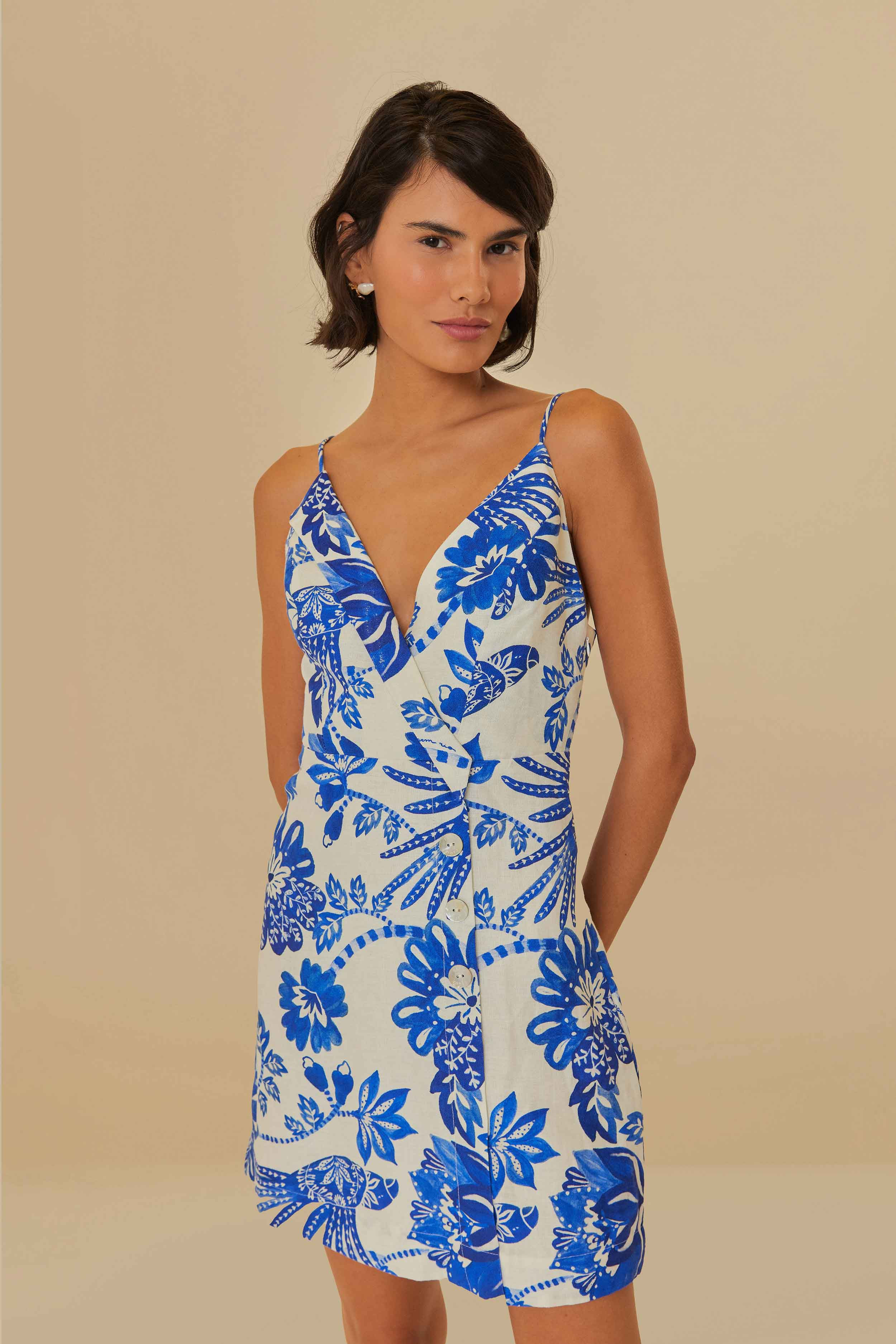 Off-White Floral Birds Euroflax™ Mini Dress | FarmRio (US)