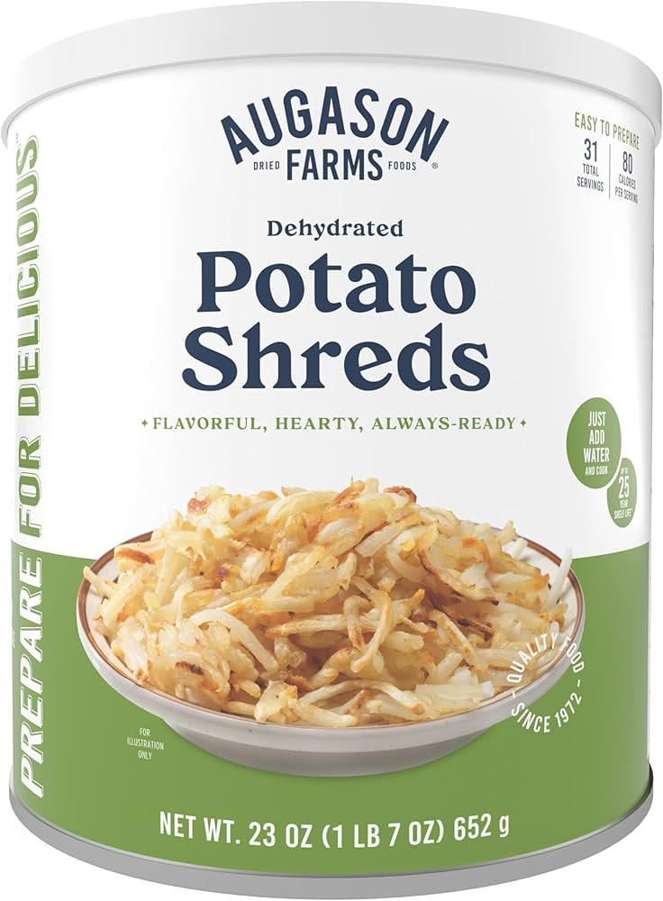 Augason Farms Dehydrated Potato Shreds Can, Emergency Food Supply, Everyday Meals, 31 Servings | Amazon (US)