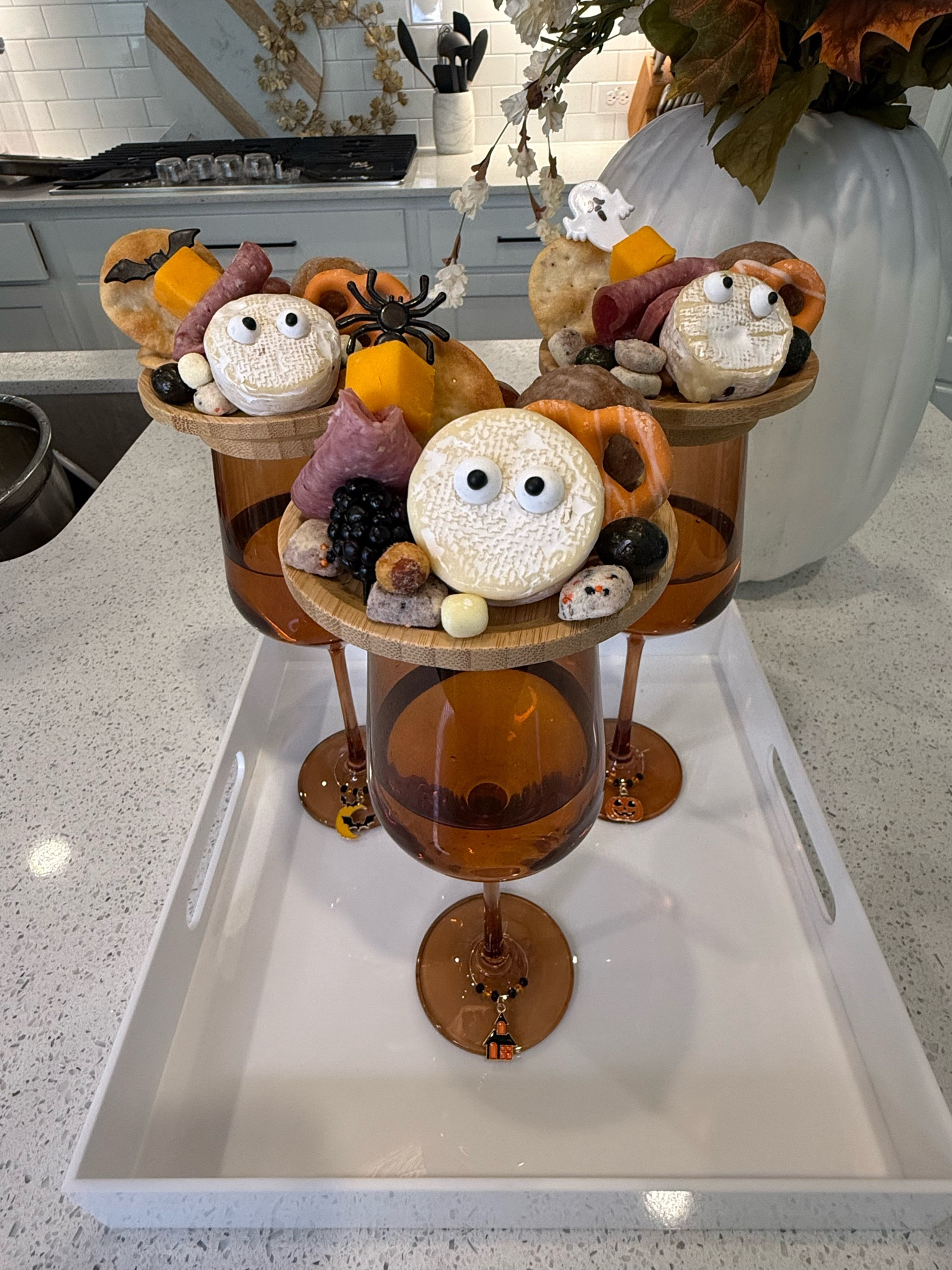 Halloween charcuterie wine glass boards! These are perfect for hosting during Halloween or fall with your girls 🎃 these are all of the groceries I used + the Brie cheese is from HEB! 


#LTKVideo #LTKHome #LTKHalloween