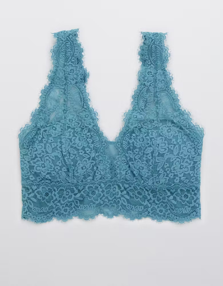 Aerie Eyelash Lace Plunge Bralette | American Eagle Outfitters (US & CA)