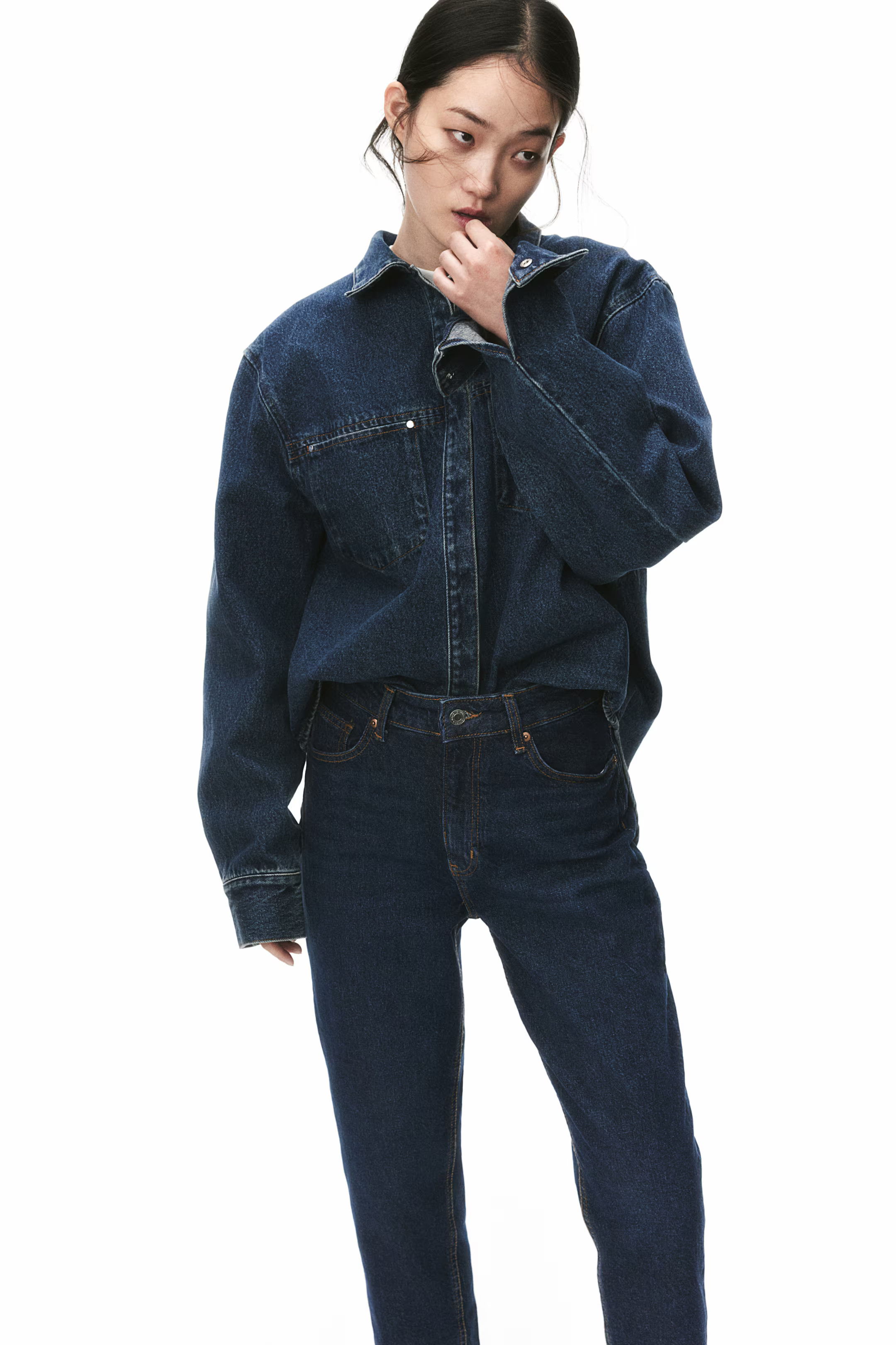 Slim Mom High Ankle Jeans - High waist - Ankle length - Dark denim blue - Ladies | H&M GB | H&M (UK, MY, IN, SG, PH, TW, HK)