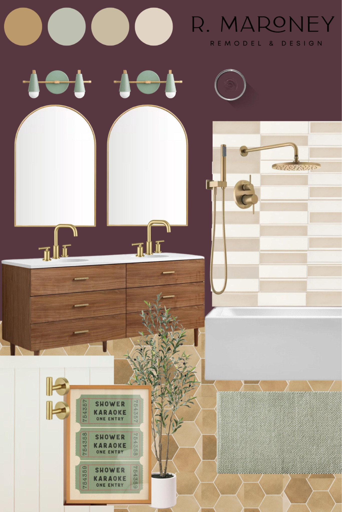 Moody, rich bathroom concept with checkerboard tile, hexagon tile, terracotta tones, and more. Modern and organic bathroom design.

#LTKFindsUnder50 #LTKHome