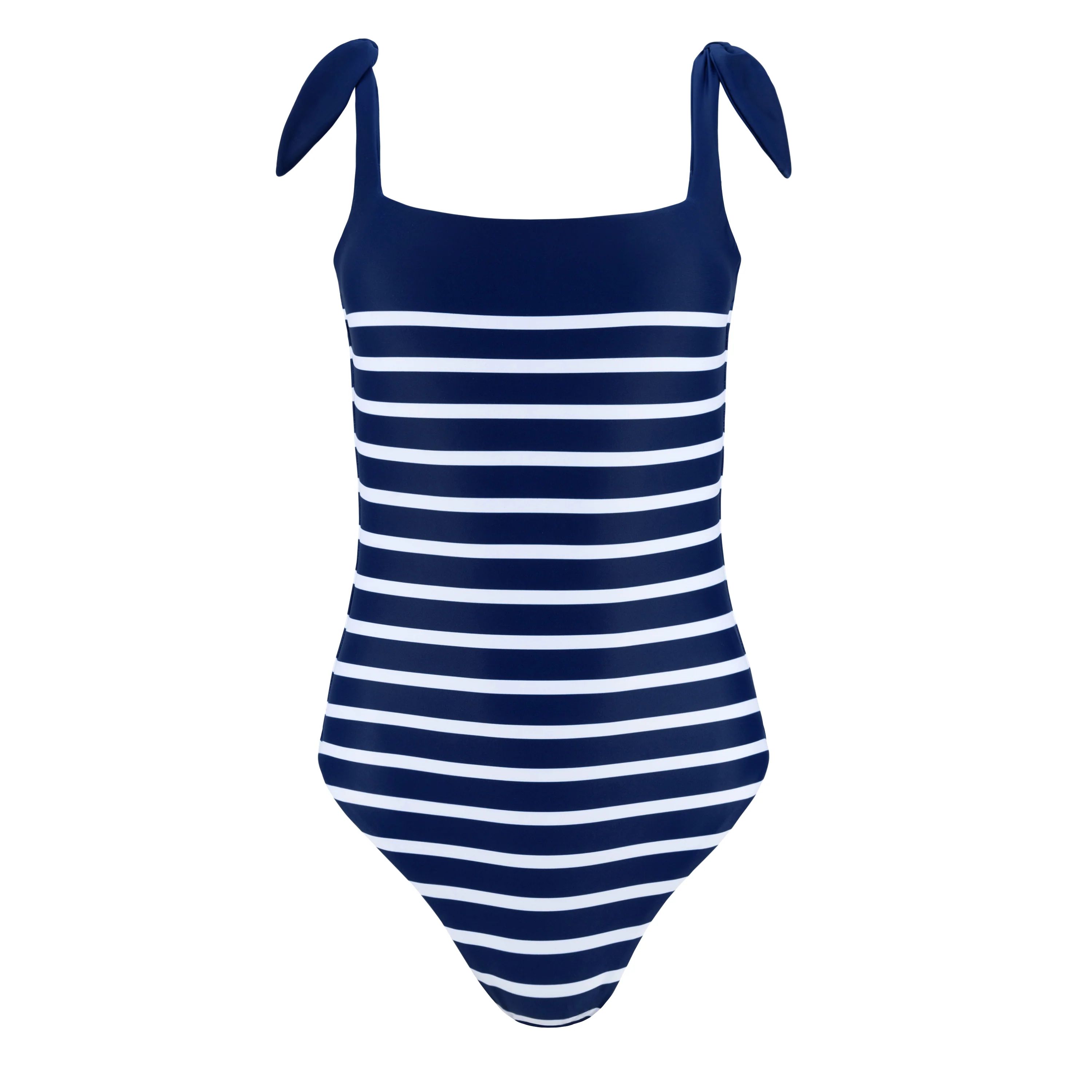 women's navy breton stripe tie-knot one piece | minnow
