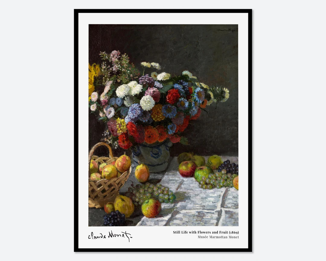 Monet Still Life with Flowers and Fruit 1869 Exhibition Poster Art Print | Claude Monet Print, Vi... | Etsy (US)