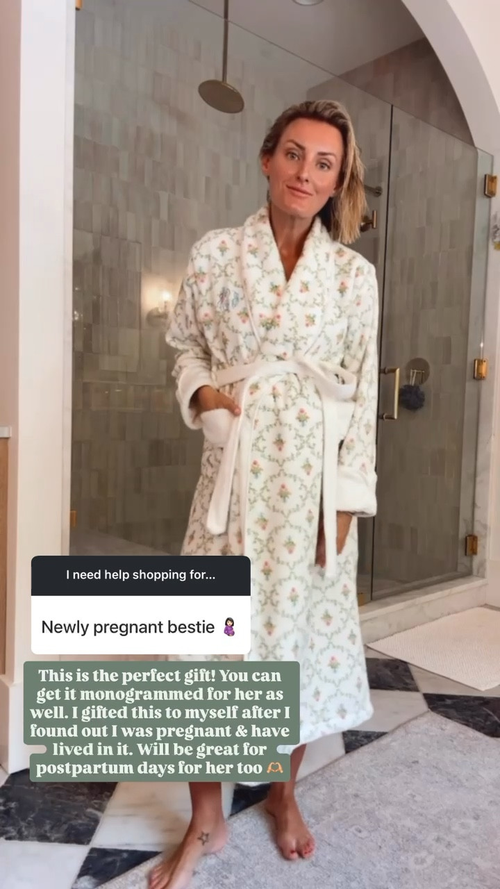 I’m such a robe girl, and I gifted this one to myself after I found out I was pregnant! I wear it all the time! You can even get it monogrammed! 

Loverly Grey, friend gift ideas, mom to be gift ideas, robe, hill house robe, floral robe 

#LTKGiftGuide