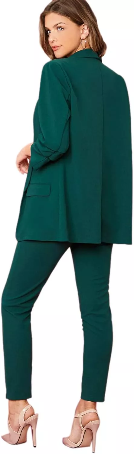 LISUEYNE Women's Business Blazer Pant Suit Set for Work Velvet Long Sleeves  Suits : Clothing, Shoes & Jewelry 