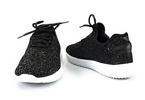 Forever Link Women's REMY-18 Glitter Fashion Sneakers Black 10 | Amazon (US)