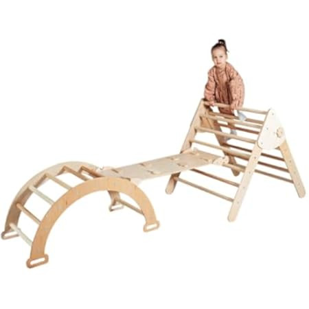 WoodandHearts Pikler Climbing Set of three items Wooden toys Pikler triangle Montessori Wooden to... | Amazon (US)
