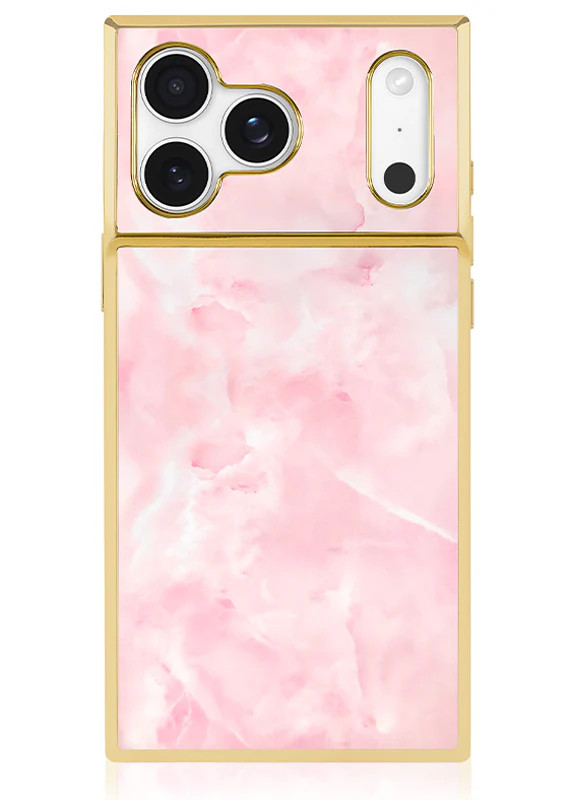 Elite Collection - SQUARE\u00ae Gilded Faux Rose Quartz iPhone Case | FLAUNT