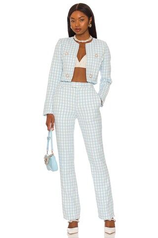 ASSIGNMENT Chloe Trouser in Blue Gingham from Revolve.com | Revolve Clothing (Global)