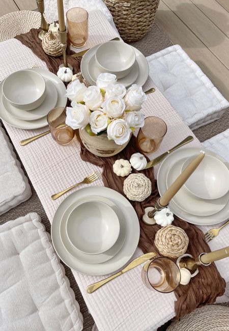 HOME \ neutral fall tablescape with so many great Walmart finds!🍂

Decor
Dining room
Thanksgiving 

#LTKhome #LTKSeasonal #LTKparties