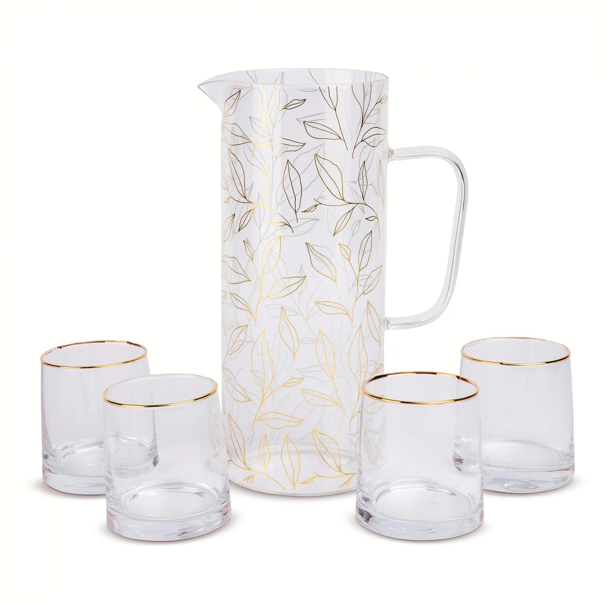 Thyme & Table 5-Piece Glass Pitcher & Cup Set, Harvest | Walmart (US)