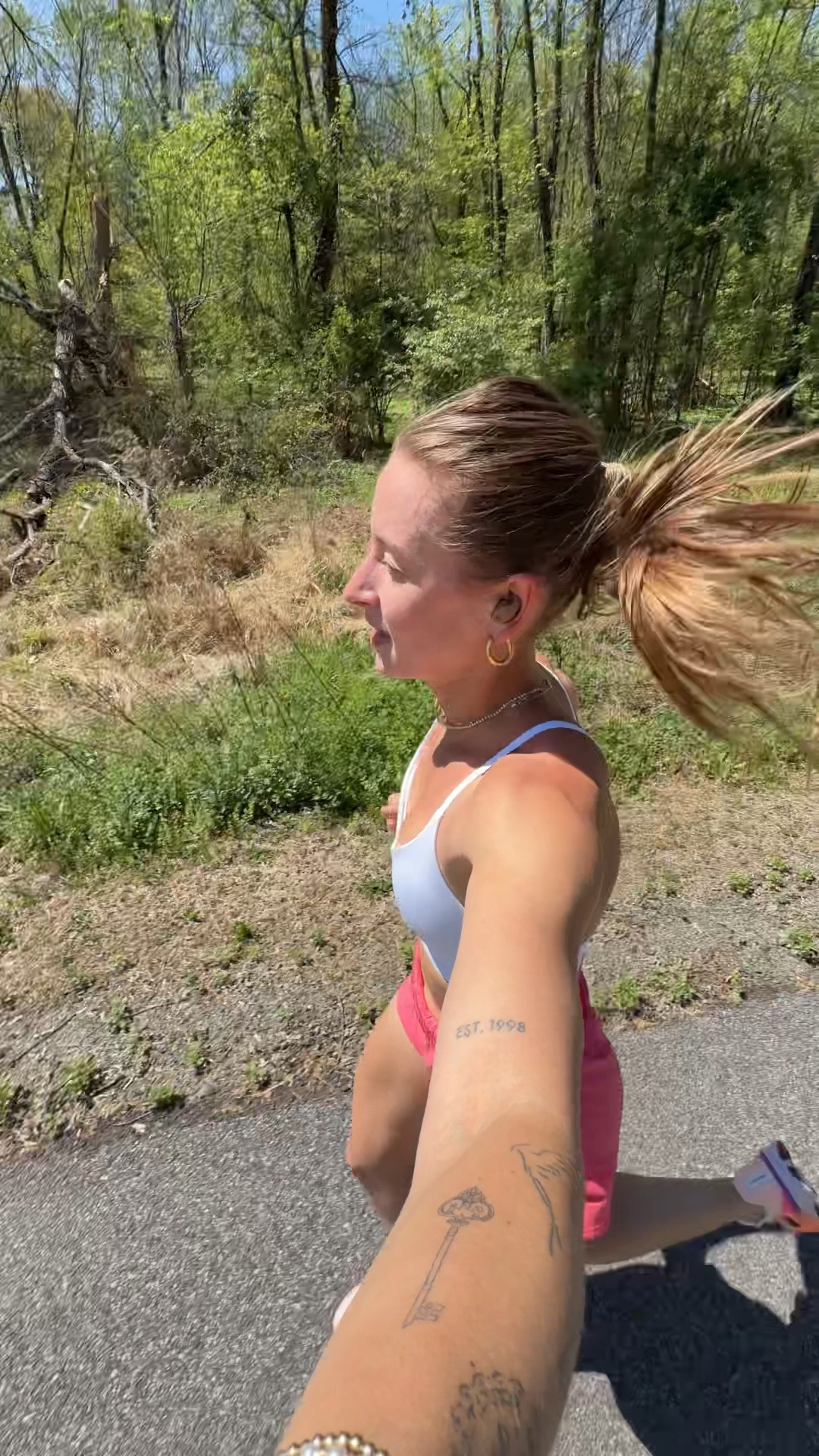 4/23/26 Running outfit of the day! @nike #teamnike #ad 
Back in my running routine with this easy Nike set 🤍 wearing an XS in the sports bra and a small in the shorts. Finished with my Nike socks and Pegasus 42s! These have been such a good upgrade for getting back into it. Everything is linked here ✨


#LTKfitnessgoals #LTKActive