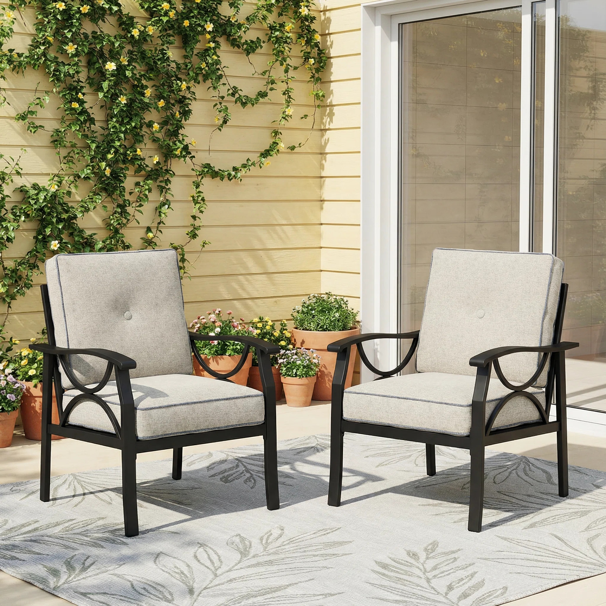 Dorisann Patio Chair with Cushions (Set of 2) | Wayfair North America