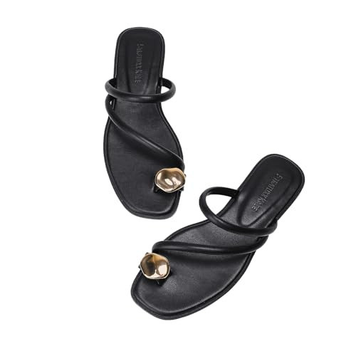 Stratuxx Kaze Women's Toe Ring Thong Sandals Open Toe Slide Flat Sandals Casual Summer Flip Flop Flat Sandals | Amazon (US)