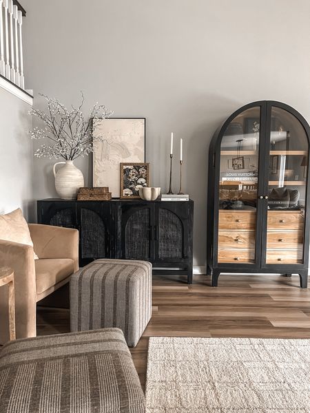 Living Room | Sideboard Styling | Hutch Cabinet | Barrel Accent Chairs | Ottoman

#LTKstyletip #LTKhome