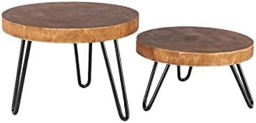 Athaliah 2-Pack Small Plant Stand Wood - Metal Legs Flower Pot Holders Raised Plant Holder-Minima... | Amazon (US)