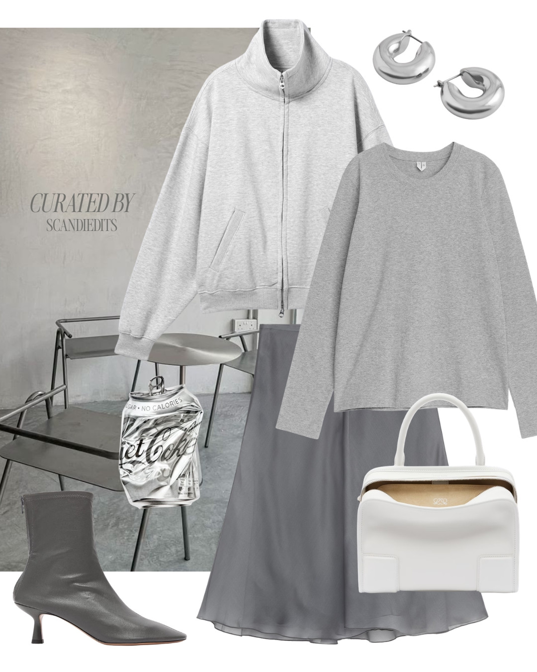 Grey Zip-Up Sweatshirts & Silk Skirts: Sporty Elegance 

#sportyoutfit #falloutfit #greyoutfit #scandistyle