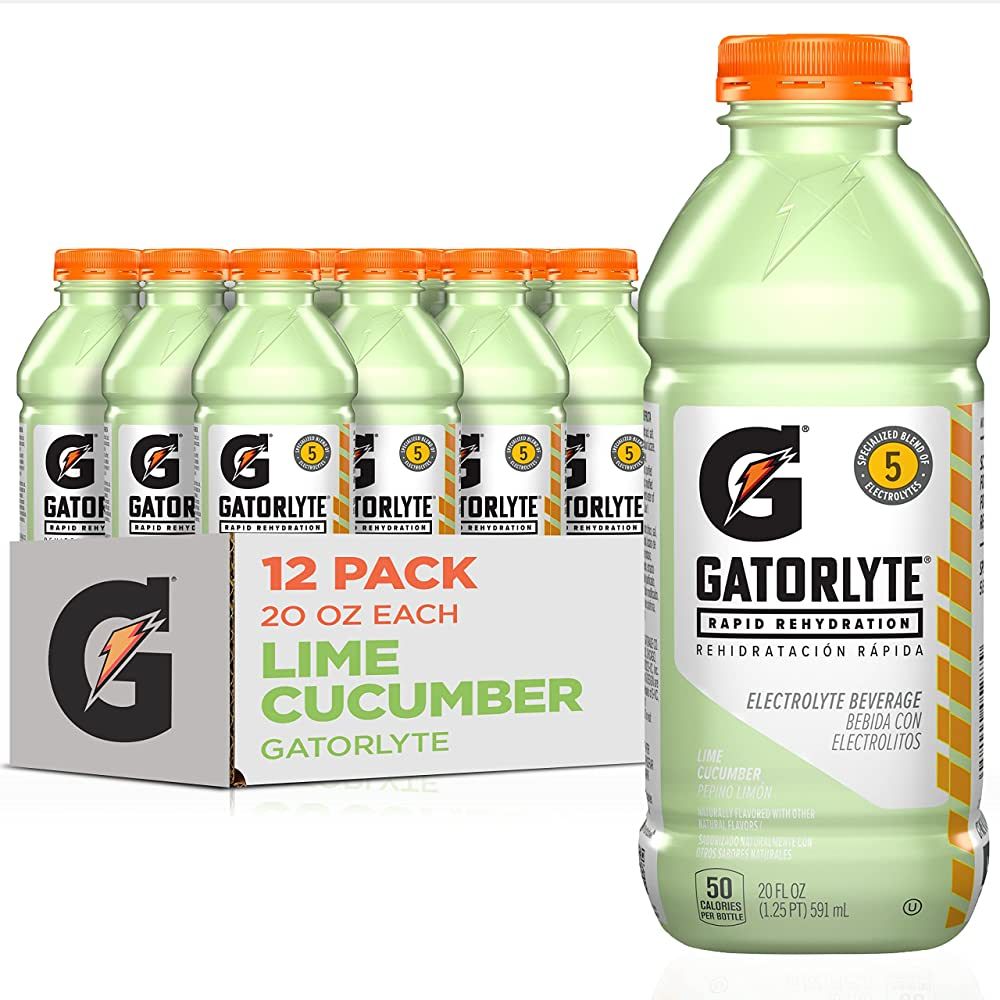 Gatorlyte Rapid Rehydration Electrolyte Beverage, Lime Cucumber, 20oz Bottles (12 Pack) | Amazon (US)