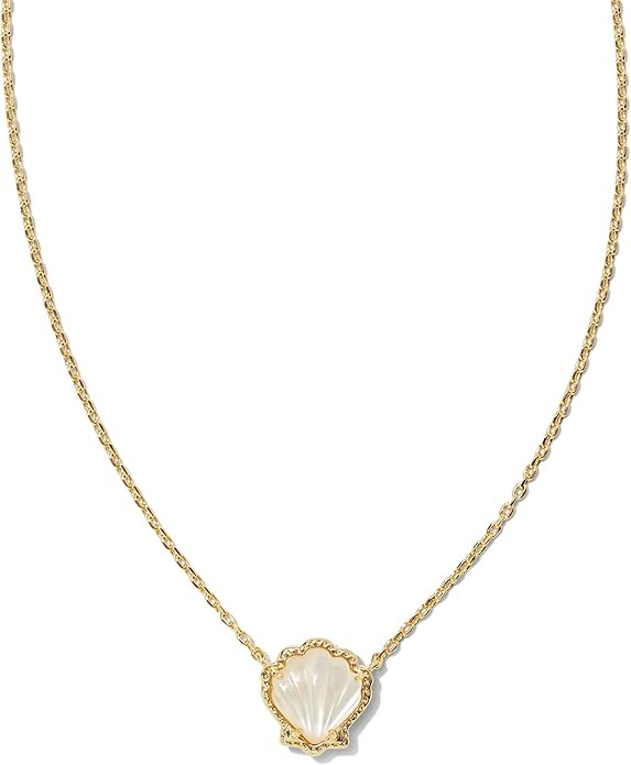 Kendra Scott Brynne Shell Short Pendant Necklace, Gold-Plated Brass, Ivory Mother Of Pearl, Fashi... | Amazon (US)