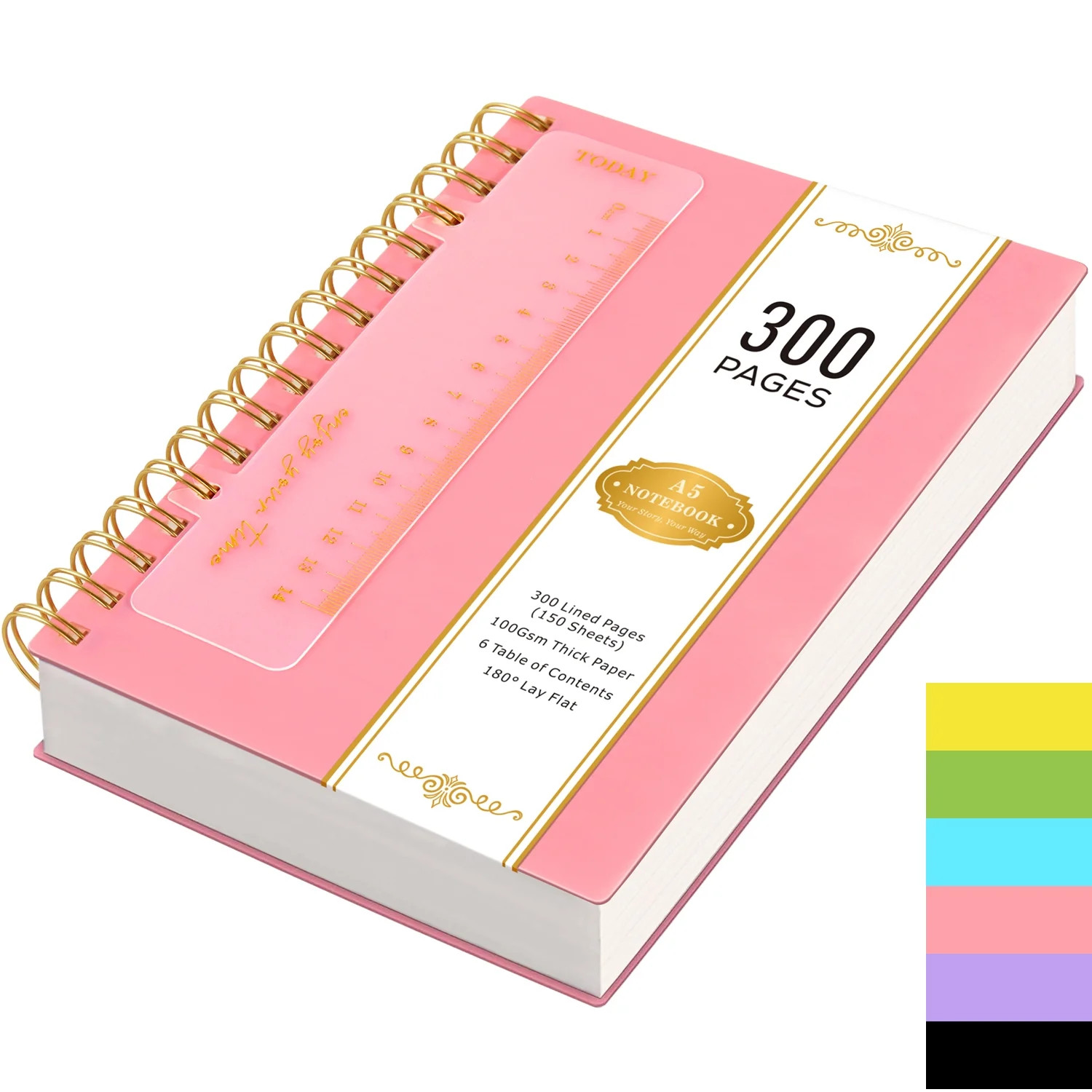 FOCUS DAY A5 Spiral Bound Notebook - 5.7x8.4 Lined Journal with 100GSM Archival Paper, 300-Page D... | Walmart (US)
