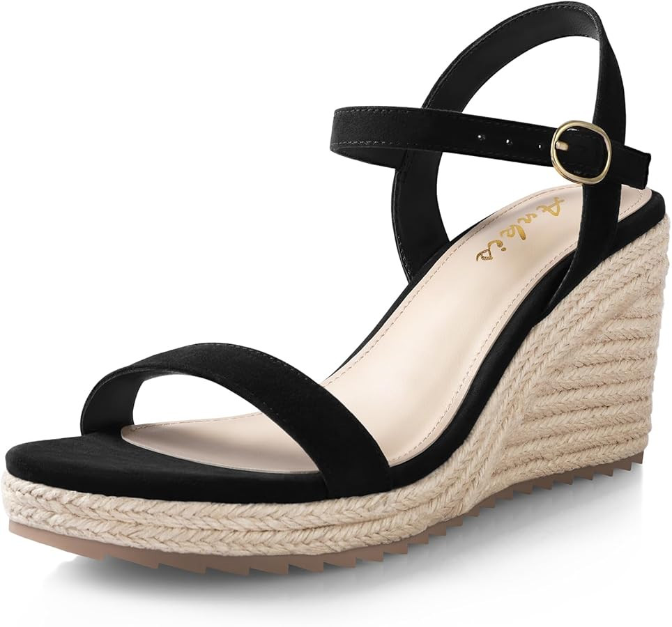 Ankis Platform Wedge Sandals for Women, Black Brown White Nude Espadrille Womens Wedge Sandals Co... | Amazon (US)