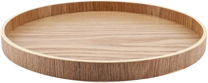 Serving Tray Wooden Decoration Round Tray Plate Log Color Wood Color Set Circular Decor Circle De... | Amazon (US)