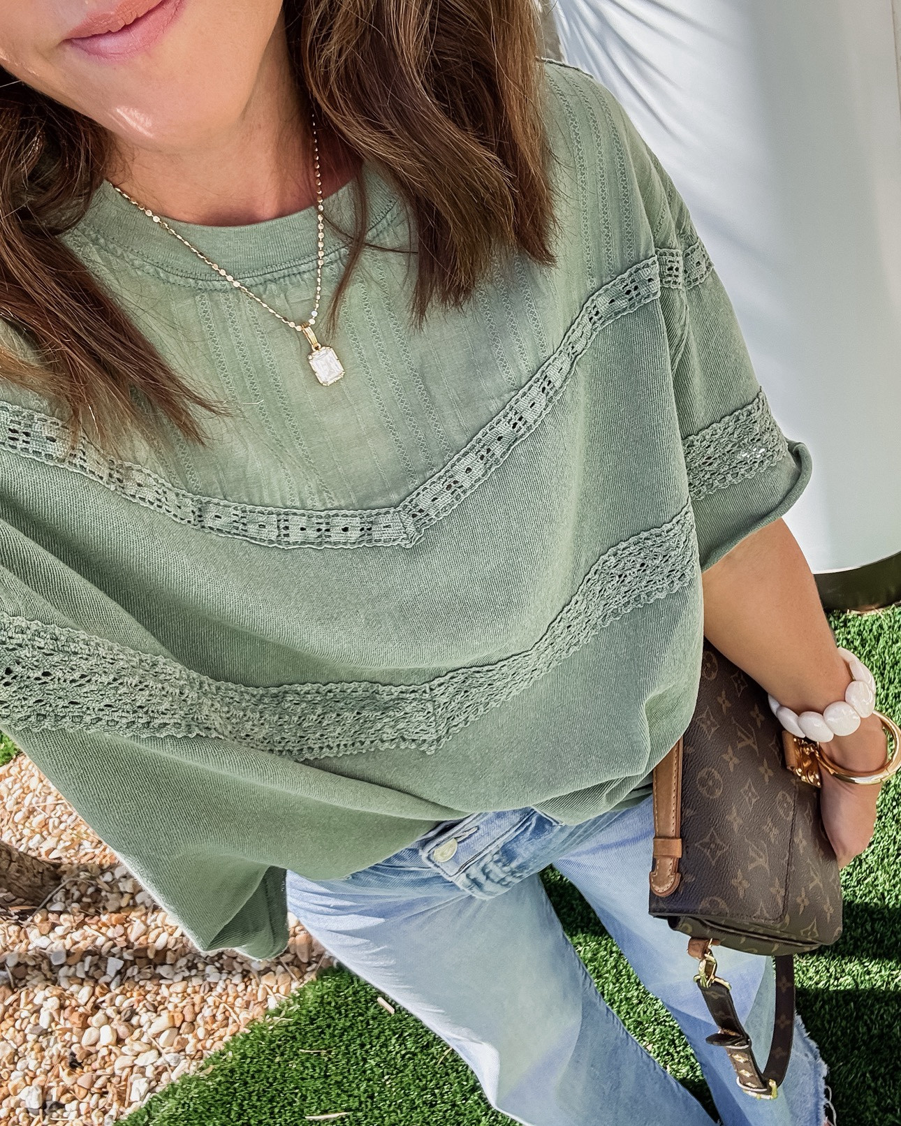 Jeans and a tee. Super chic with the right accessories. 
Did you know you can borrow designer bags at Vivrelle!? Upcoming vacation? Special event? Or just want to try a bag to see if you like? Use code: TWOPEAS for your first month FREE!
XS tee 

#LTKgrwm #LTKmomlife #LTKSeasonal