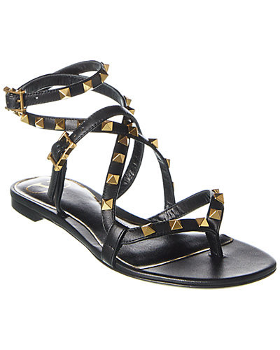 Valentino Rockstud Flair Leather Ankle Strap Sandal | Gilt
