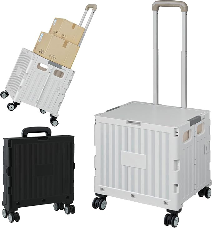 Folding Utility Cart with 4 Wheels, Grey Foldable Cart with Telescoping Handle, Collapsible Cart ... | Amazon (US)