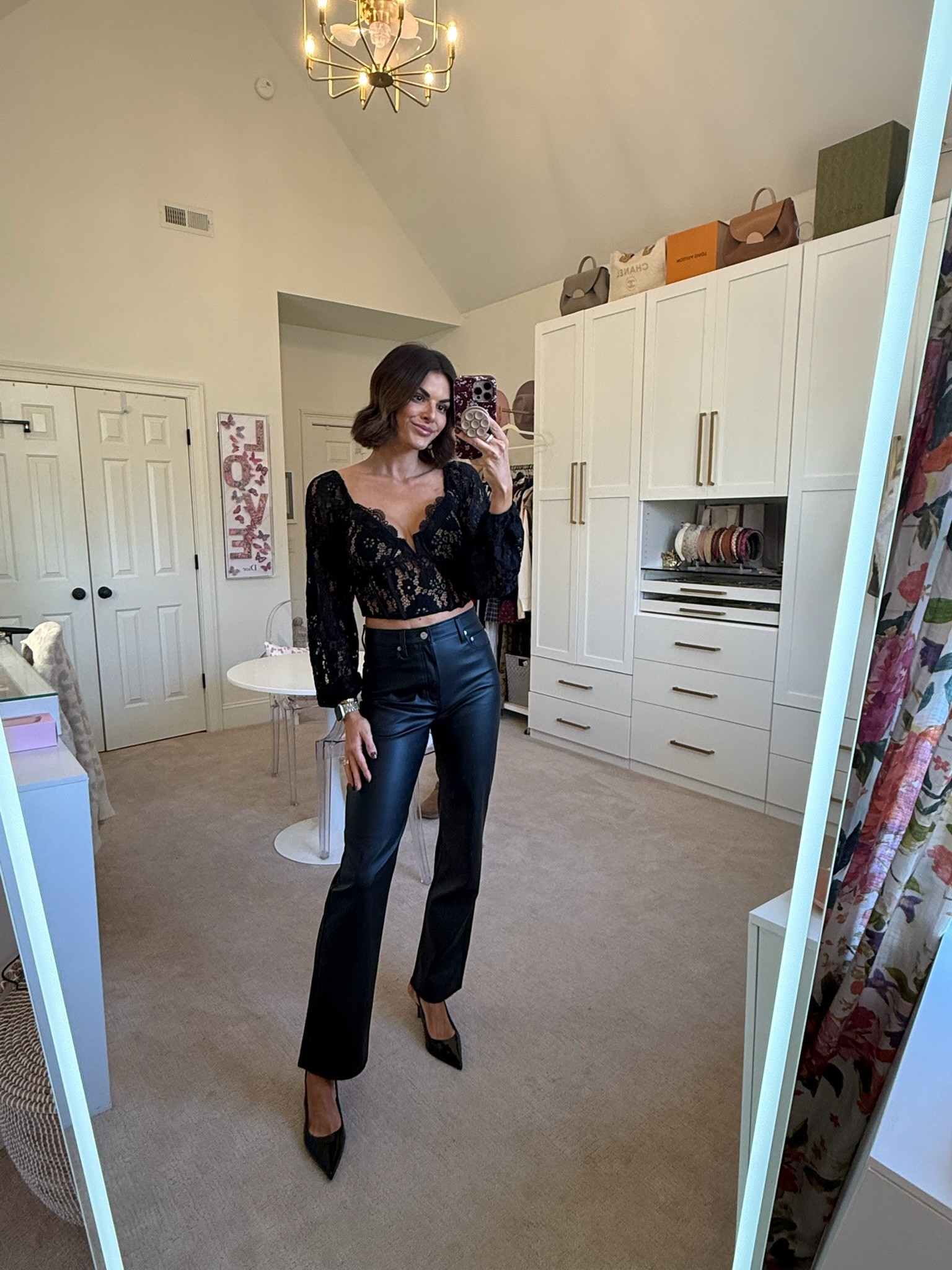 all black date night outfit! Loving this lace detailing on the top 🖤

Top: Size S
Pants: Size 25

Linking similar tops below! 

Winter outfits women, date night outfits, valentines outfit women, Katy Harrell 

#LTKValentine #LTKSeasonal