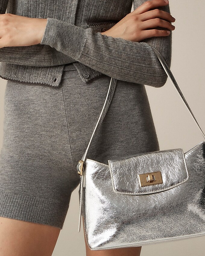Edie shoulder bag in crinkle metallic Italian leather | J. Crew US