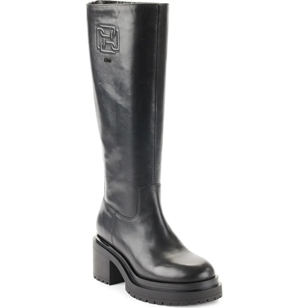 DKNY Paloma Logo Knee High Platform Boot in Black at Nordstrom Rack, Size 7.5 | Nordstrom Rack