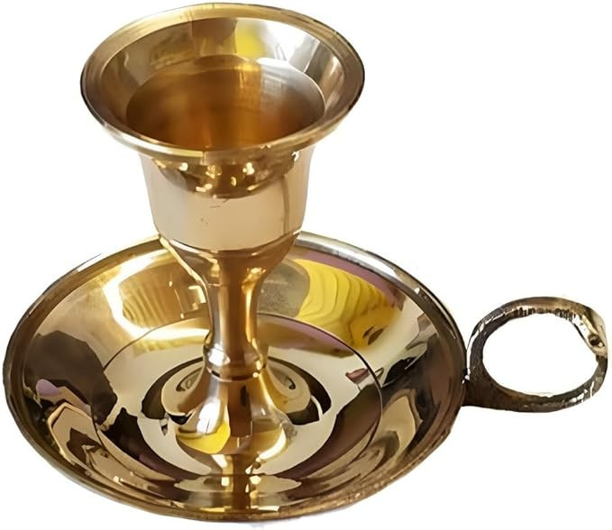Brass Chamberstick Taper Candle Holder - Vintage 3” Candle Holder with Handle - Solid Brass Fin... | Amazon (US)