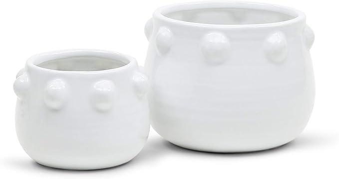 WGV Ceramic Bowl Vase, 5.2"x3.8"H, 6.5"x5"H, Knob Pot, Bright Clean White Planter Centerpiece for... | Amazon (US)
