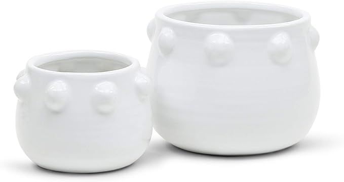 WGV Ceramic Bowl Vase, 5.2"x3.8"H, 6.5"x5"H, Knob Pot, Bright Clean White Planter Centerpiece for... | Amazon (US)