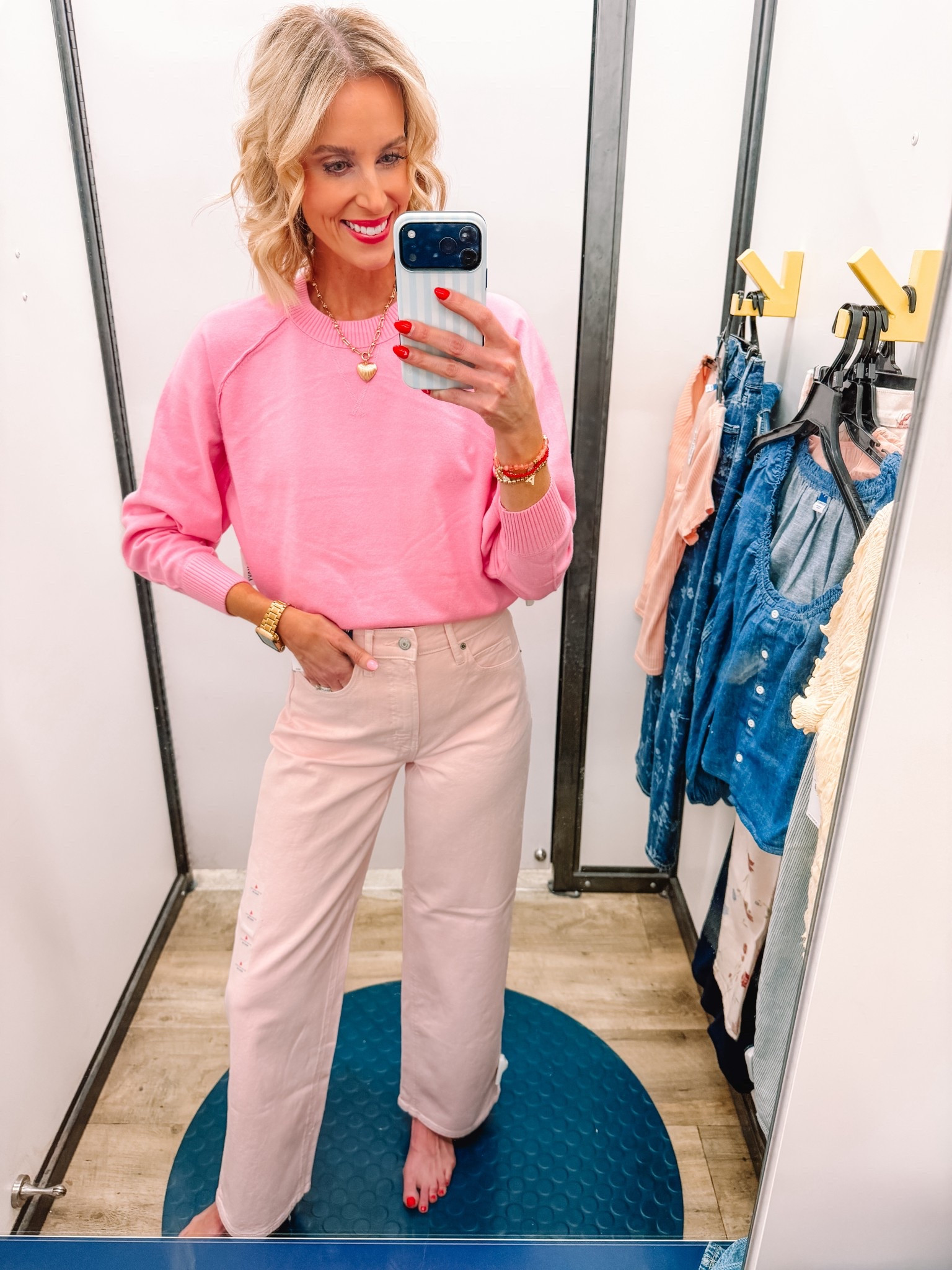 Obsessed with this all pink outfit from Old Navy! 

High waisted jeans / Old Navy denim / Spring outfit / Classic style / Crewneck sweater 

#LTKootd #LTKgrwm