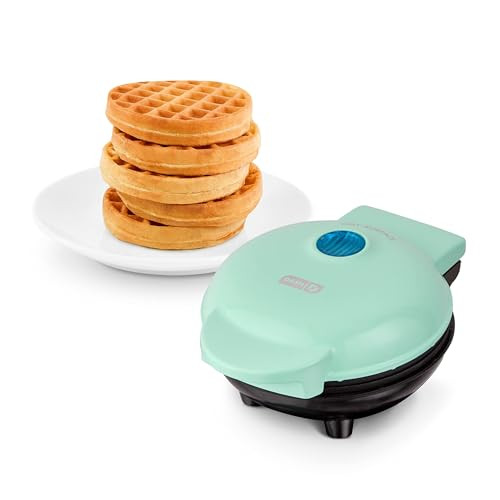 DASH Mini Waffle Maker - 4” Waffle Mold, Nonstick Waffle Iron with Quick Heat-Up, PTFE Nonstick Surface - Perfect Mini Waffle Maker for Kids and Families, Just Add Batter (Aqua) | Amazon (US)