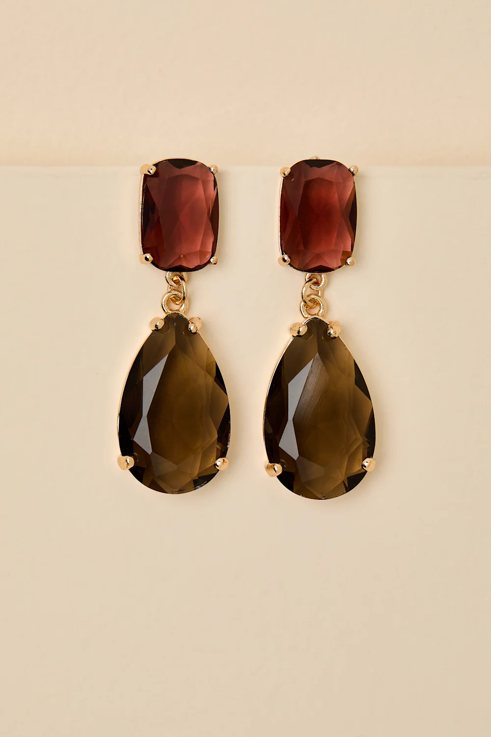 Hollyn Rust and Brown Rhinestone Drop Earrings | Lulus