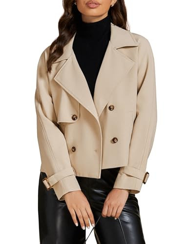 luvamia Coat Cute Jackets for Women Fall Beige Trench Coat Cute Fall Outfits for Women Casual Plus Size Winter Jacket Beige XX-Large Fits Size 20/22 | Amazon (US)