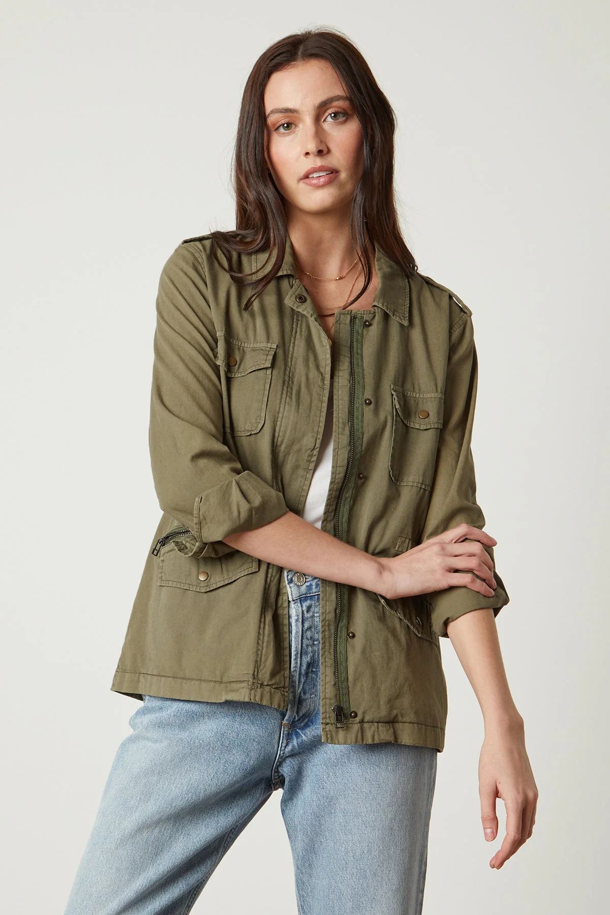 RUBY LIGHT-WEIGHT COTTON TWILL ARMY JACKET | Velvet by Graham & Spencer